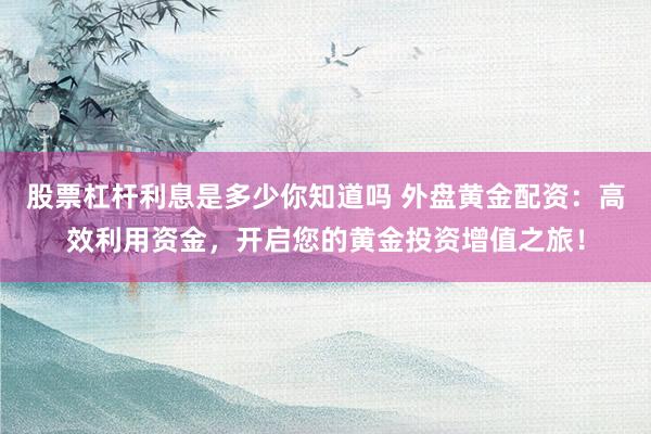 股票杠杆利息是多少你知道吗 外盘黄金配资：高效利用资金，开启您的黄金投资增值之旅！